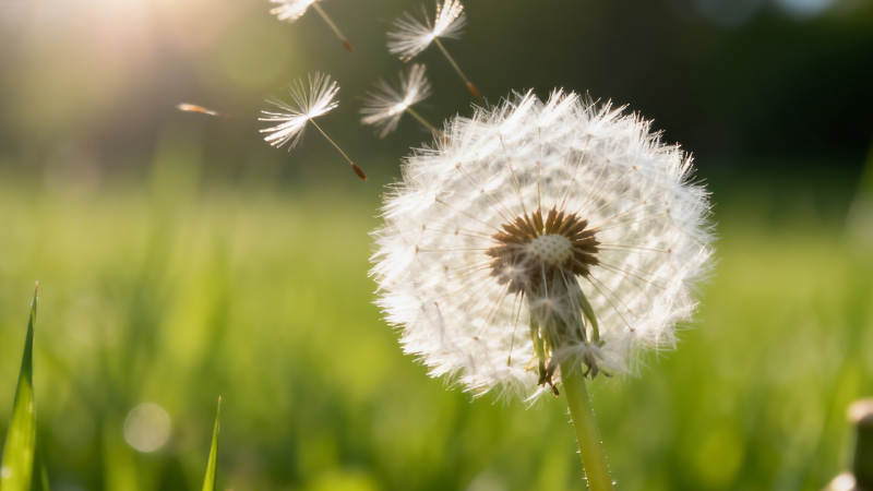 蒲公英随风轻舞 种子飘散图片