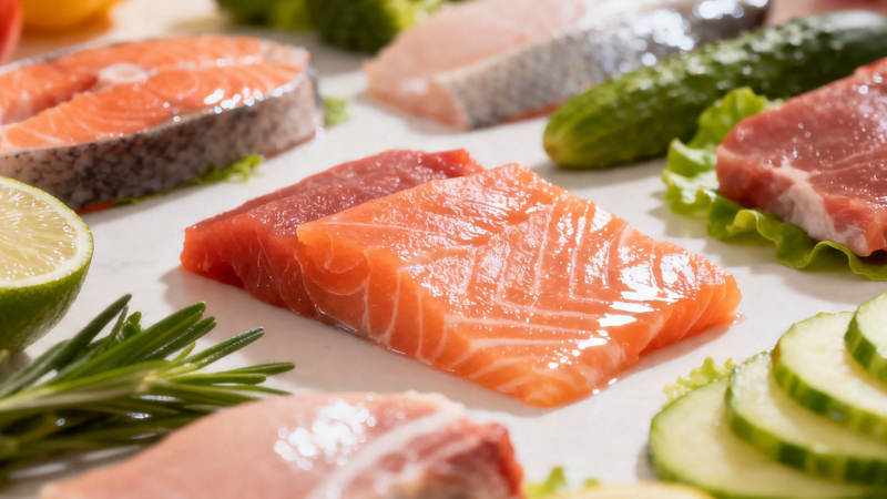 鲜鱼拼盘配青柠香草黄瓜图片