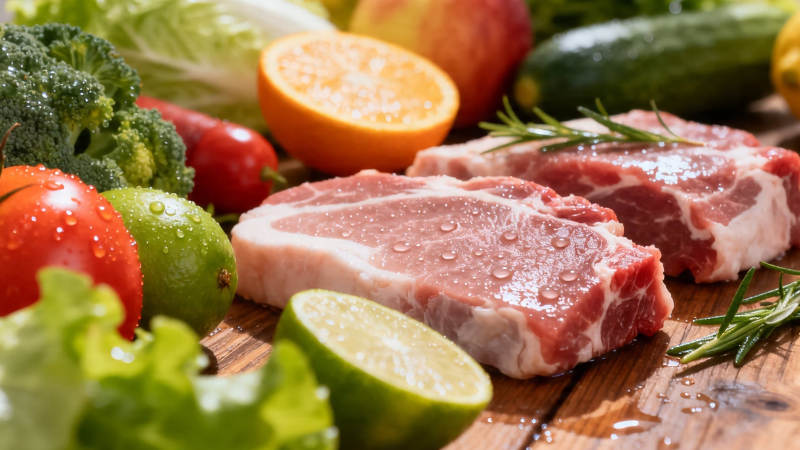 生鲜肉配蔬果 健康美味图片