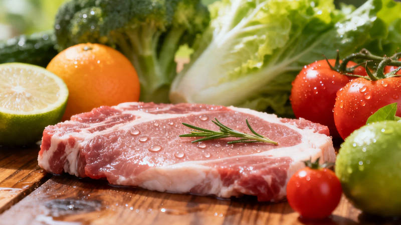 鲜牛排配蔬果 健康美味图片