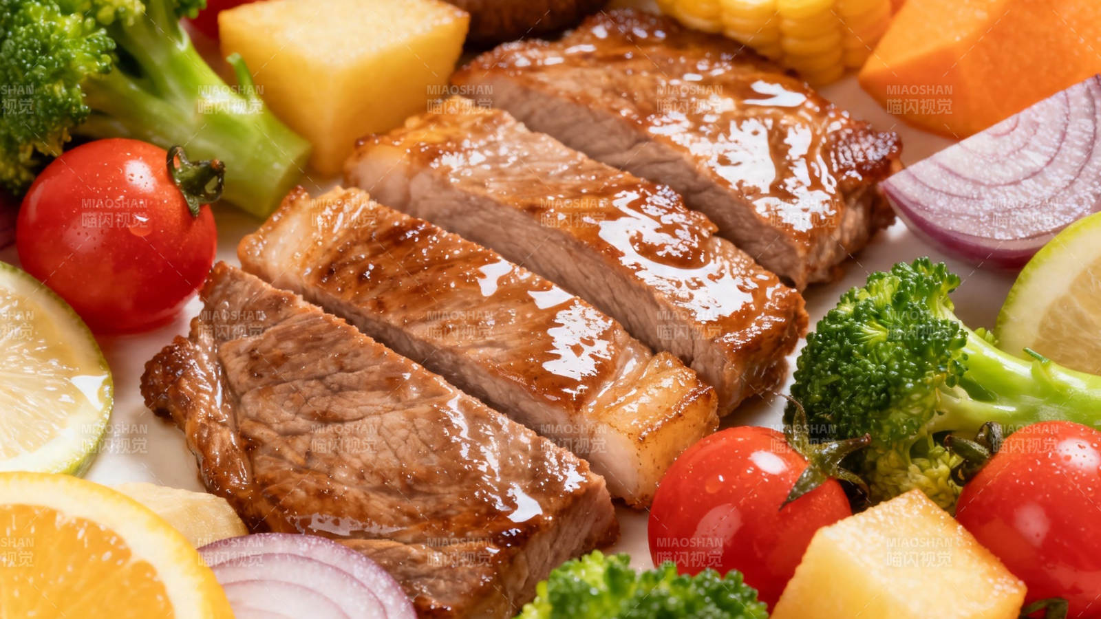 牛排配时蔬 营养美味餐图片