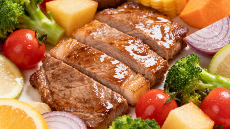 牛排配时蔬 营养美味餐图片