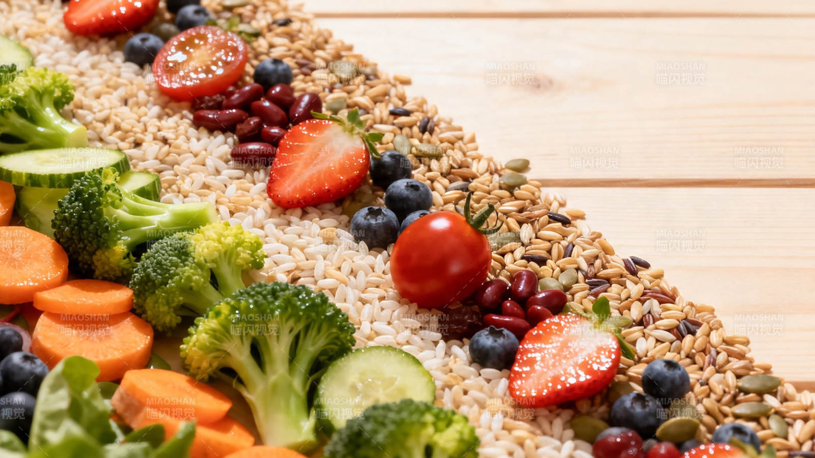 健康饮食 蔬果谷物拼盘图片