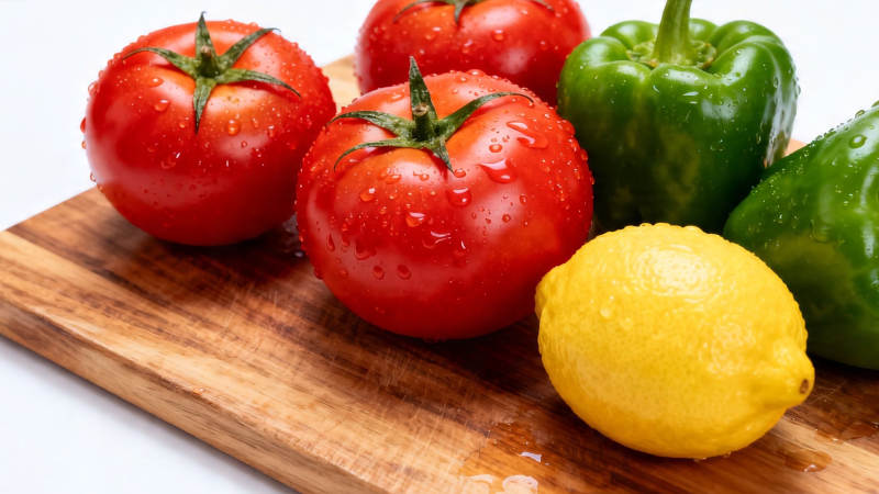 新鲜蔬果摆盘 色彩诱人图片