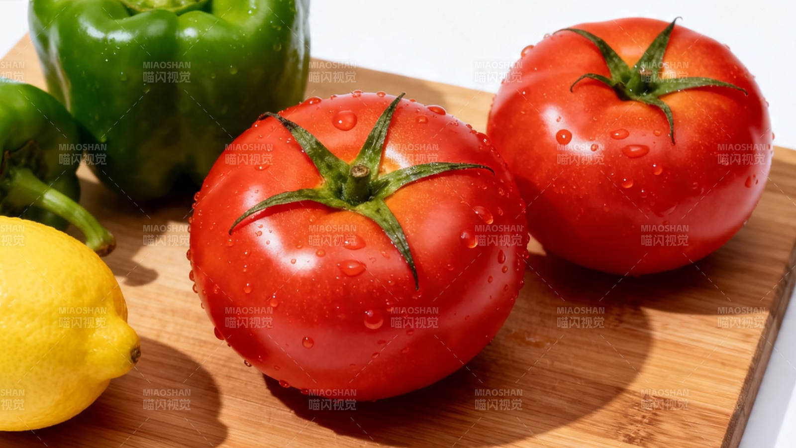 新鲜蔬果摆盘 水珠晶莹诱人图片