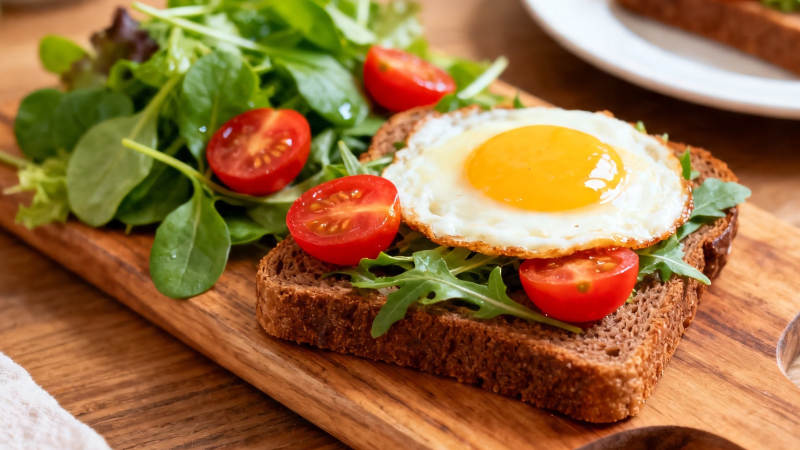 煎蛋吐司配沙拉图片