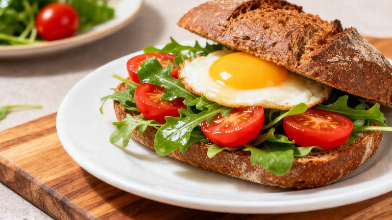 煎蛋番茄三明治图片