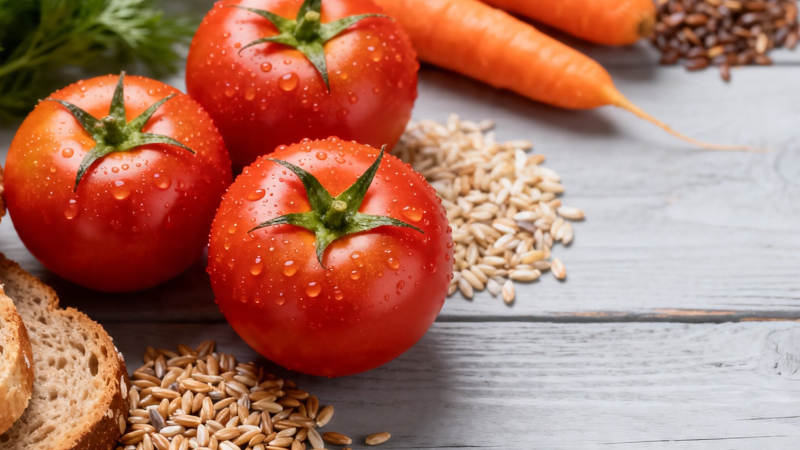 新鲜蔬果与谷物健康搭配图片