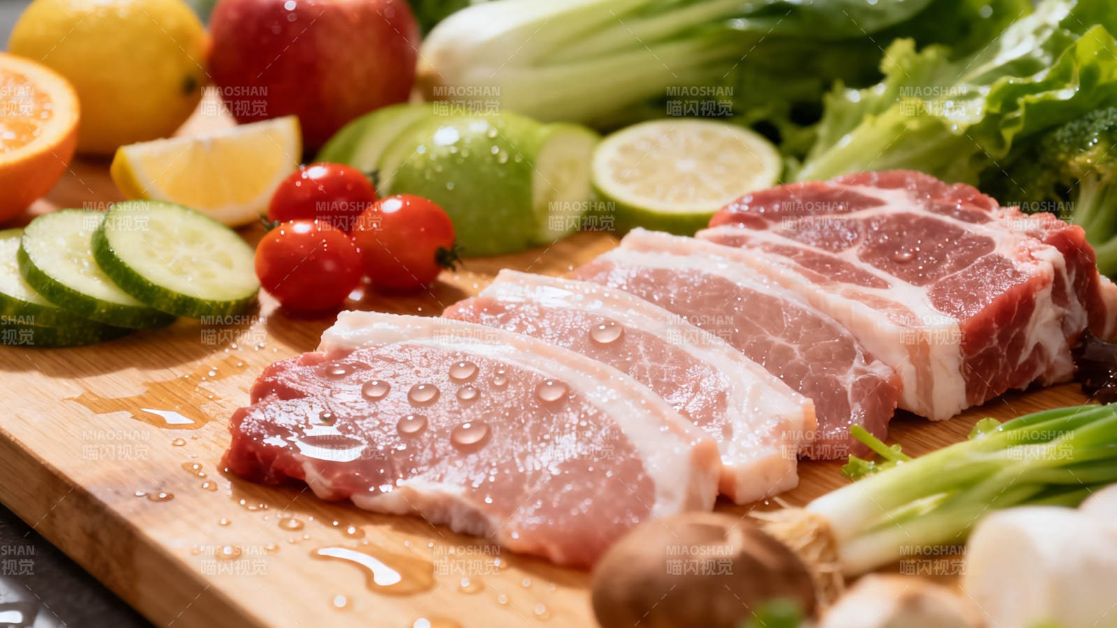 鲜切五花肉配时蔬图片