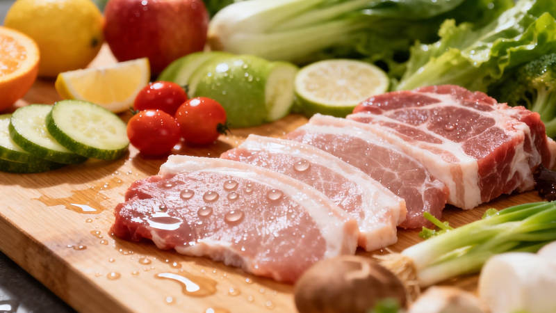 鲜切五花肉配时蔬图片