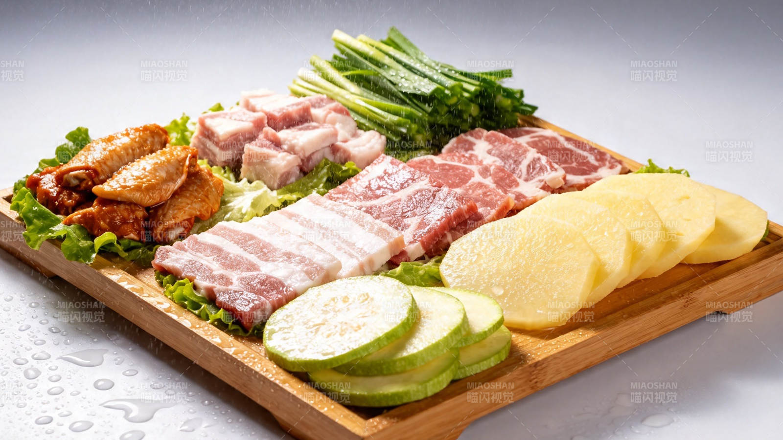 烤肉拼盘 肉菜齐全待烤图片