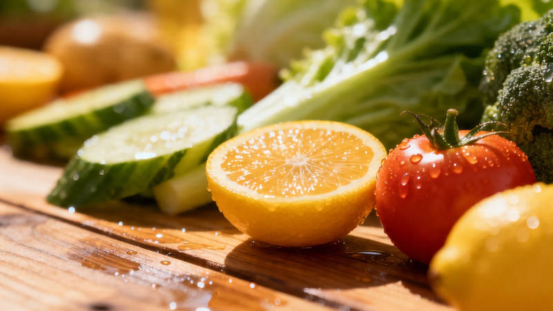 新鲜蔬果摆盘 水润诱人图片