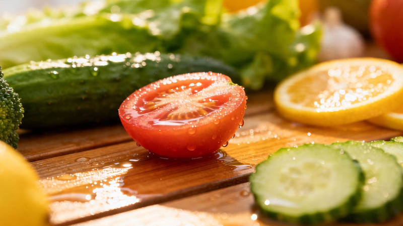 新鲜蔬果切片 水润诱人图片