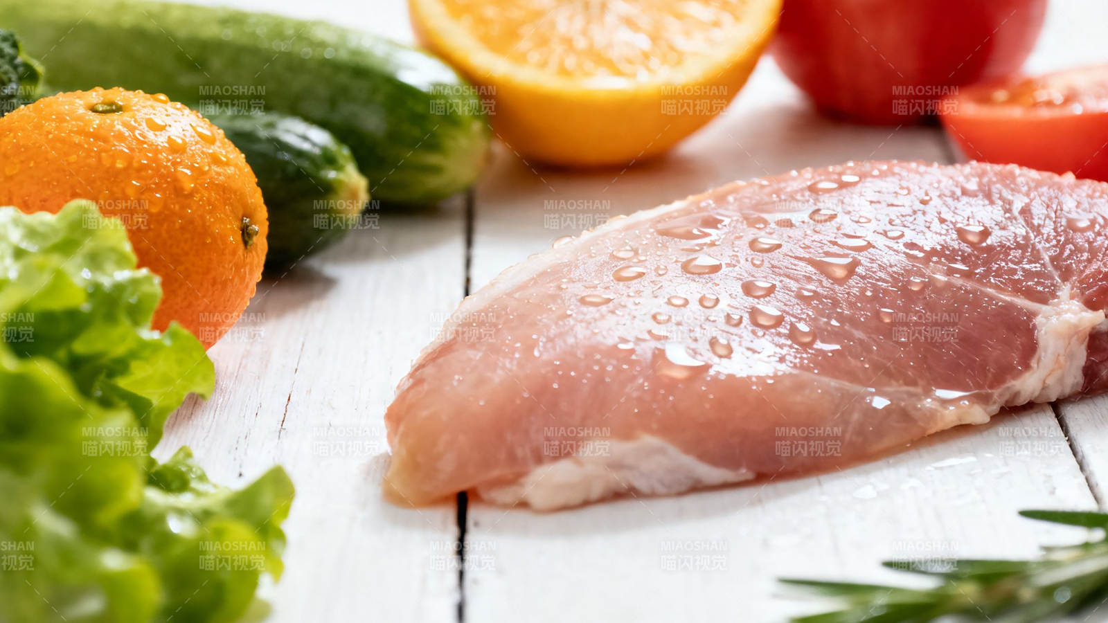 鲜鸡胸配蔬果 健康轻食餐图片