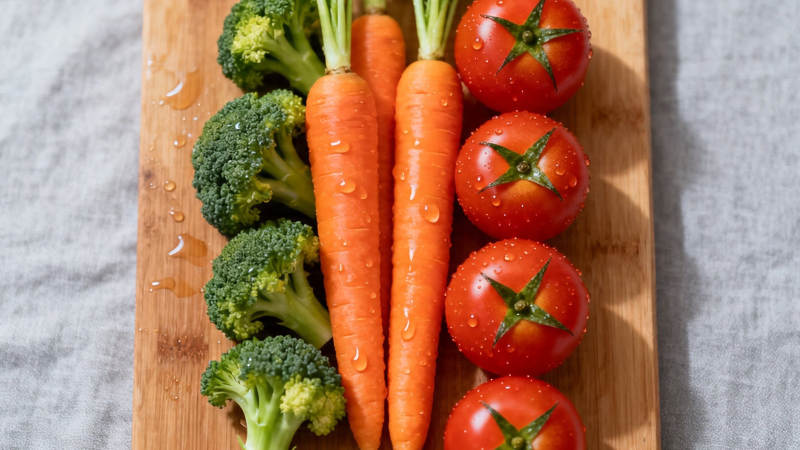 新鲜蔬果 胡萝卜西兰花番茄图片