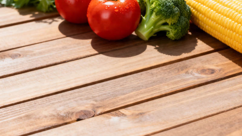 新鲜蔬果木桌摆拍图片