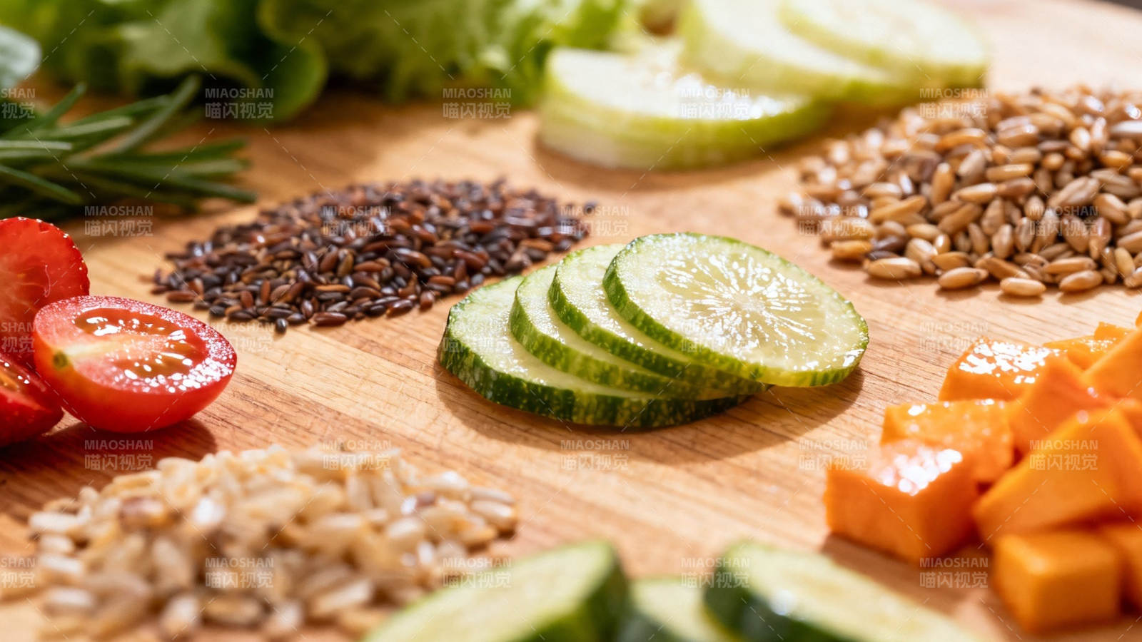 健康食材拼盘 谷物蔬菜搭配图片