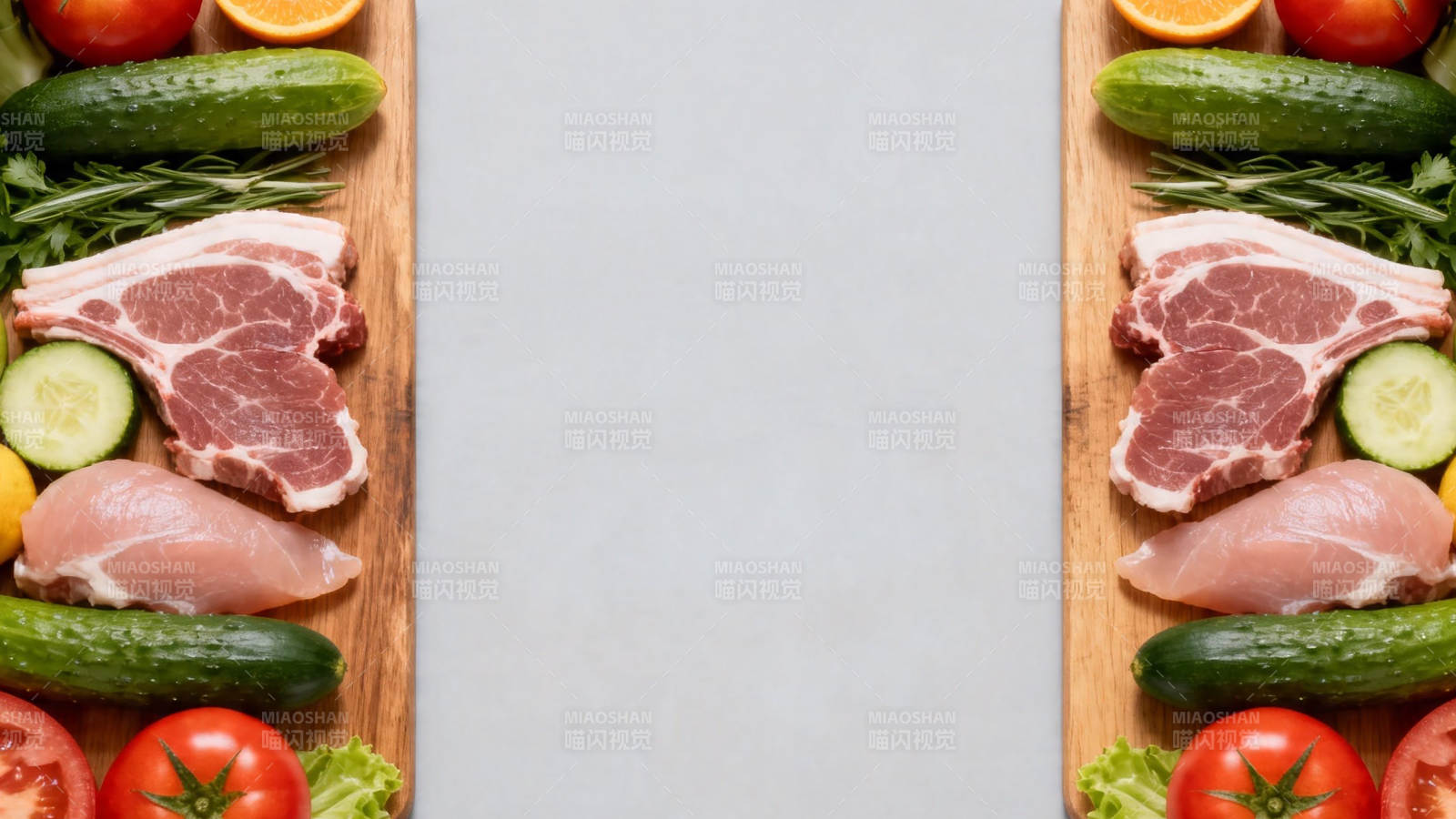 生鲜食材对称摆盘图片