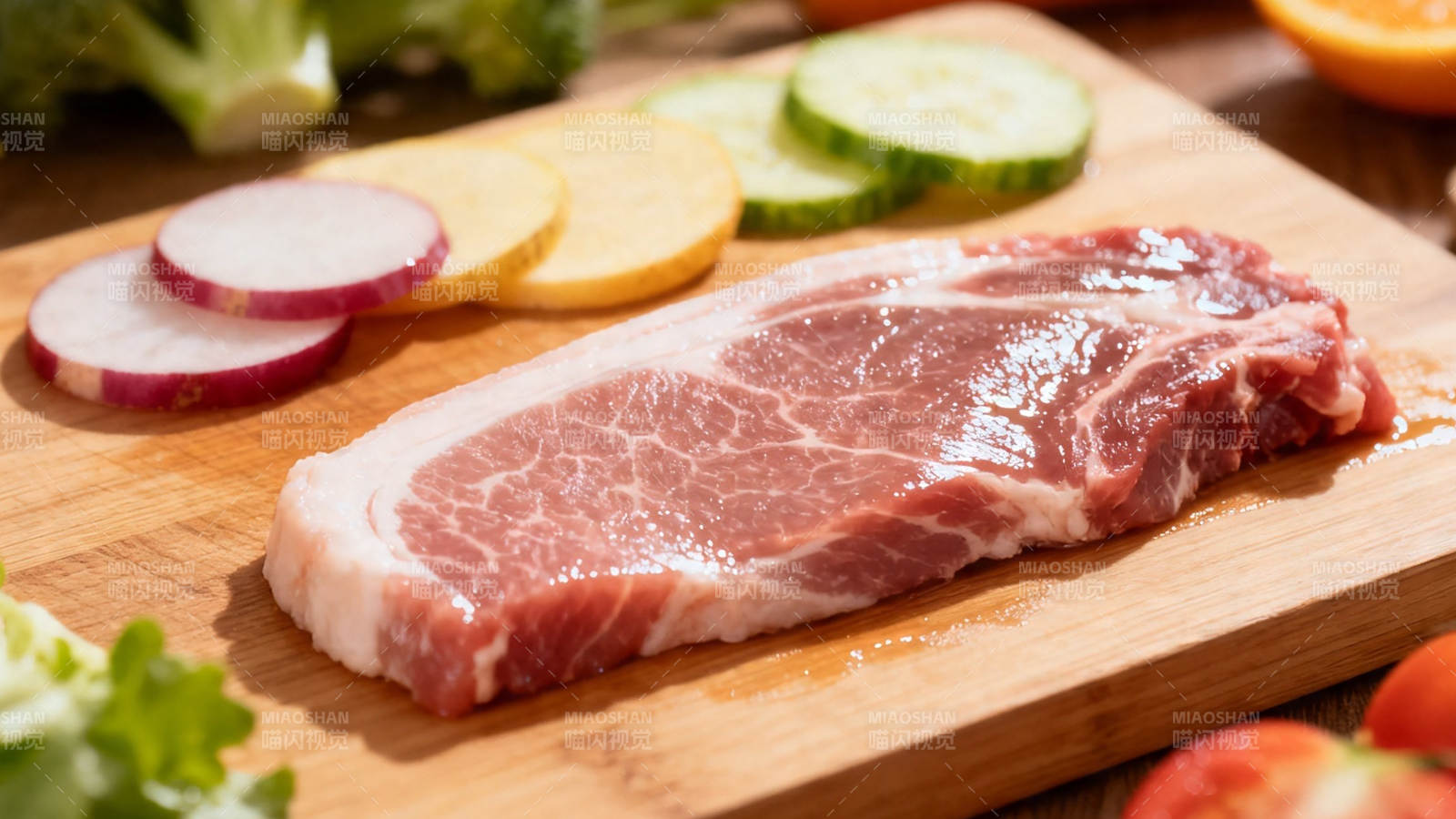 生肉配蔬菜 待烹美味图片