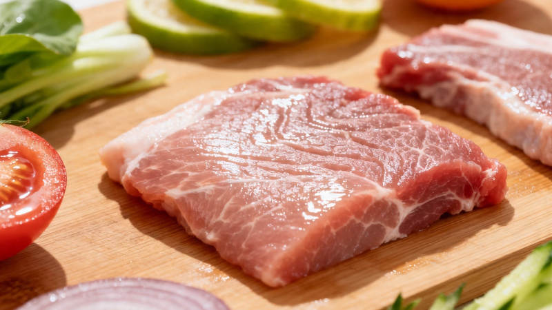 新鲜猪肉配蔬菜 待烹美味图片