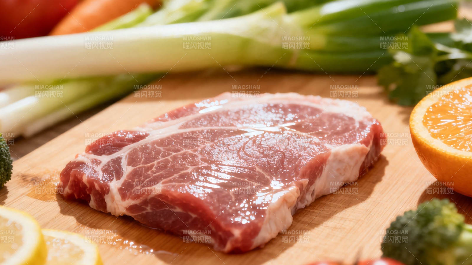 鲜牛肉配蔬果 健康美味图片