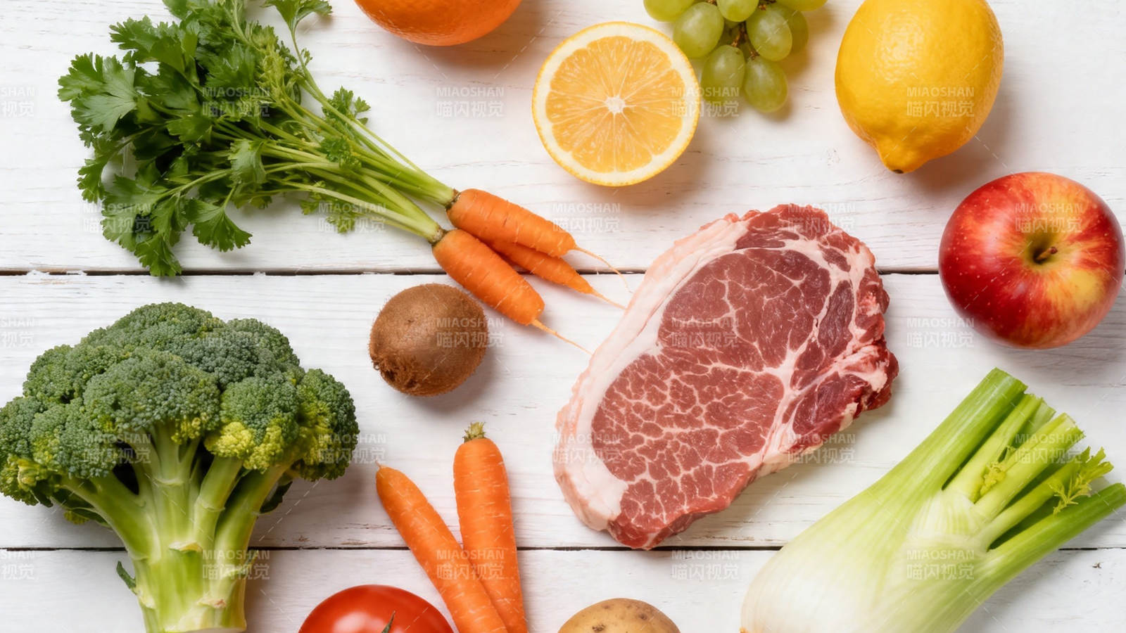 新鲜食材 肉蔬果搭配均衡图片