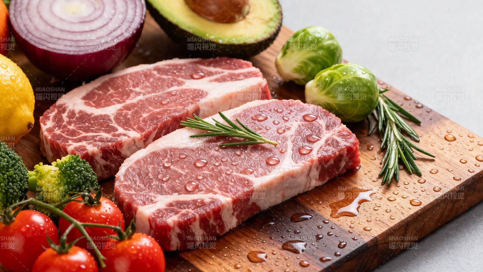 鲜牛排配时蔬 美味待烹图片