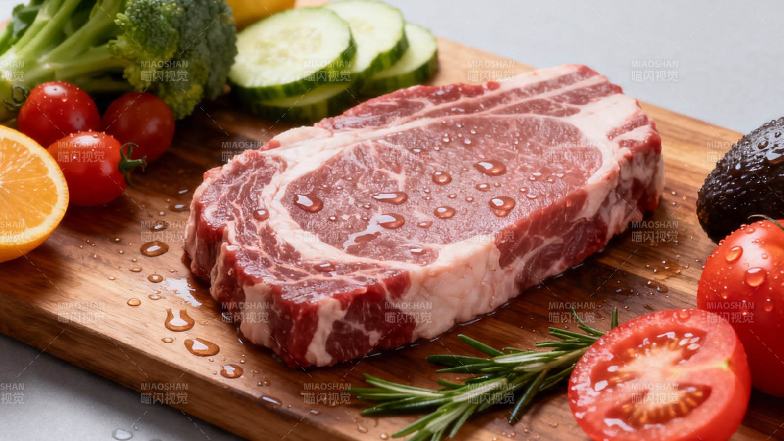 鲜牛排配时蔬 健康美味图片