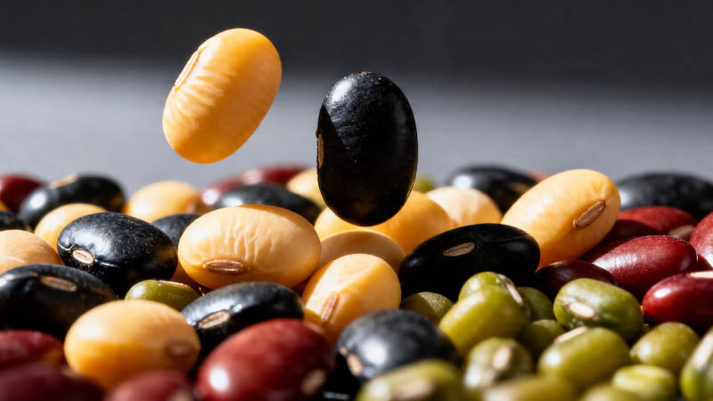 五彩豆粒空中飞舞图片