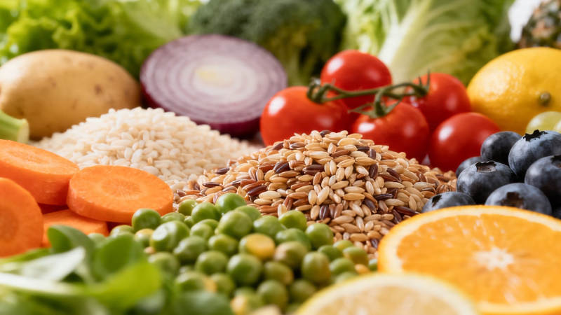 新鲜蔬果谷物健康拼盘图片