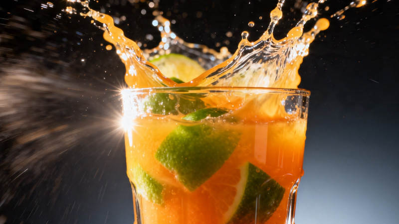 橙汁飞溅 青柠点缀图片