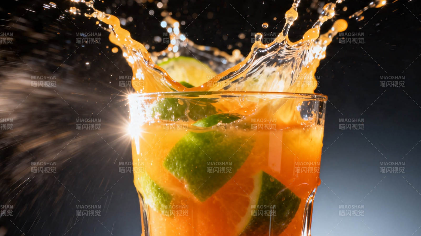 橙汁飞溅 青柠点缀图片