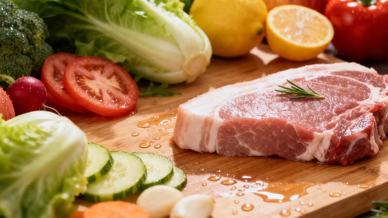 生鲜肉配蔬菜 健康美味餐图片