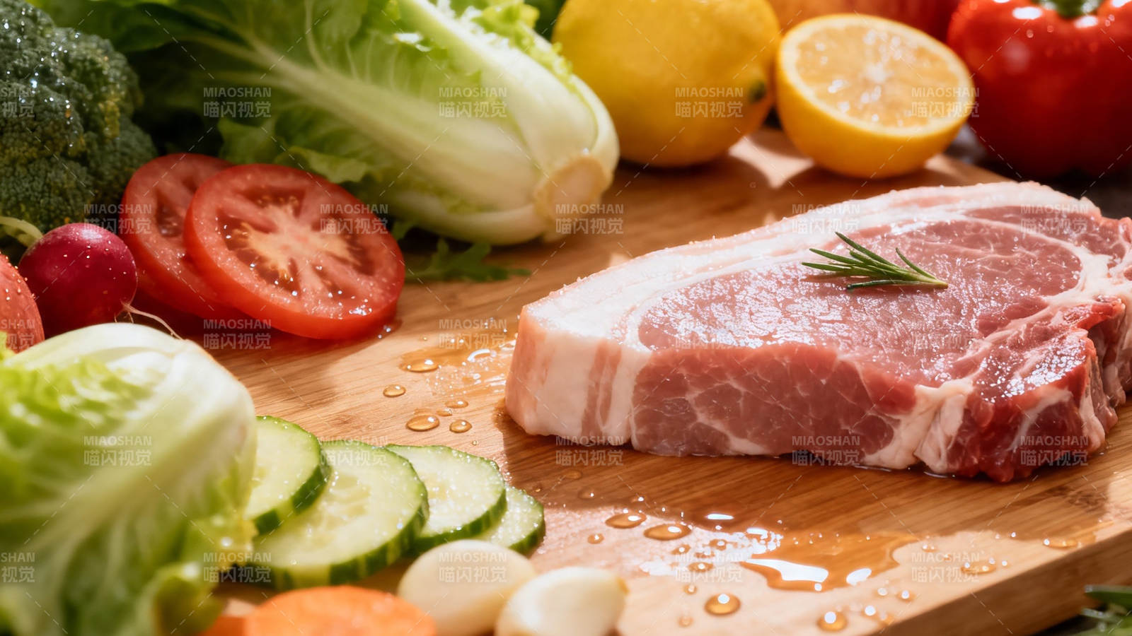 生鲜肉配蔬菜 健康美味餐图片