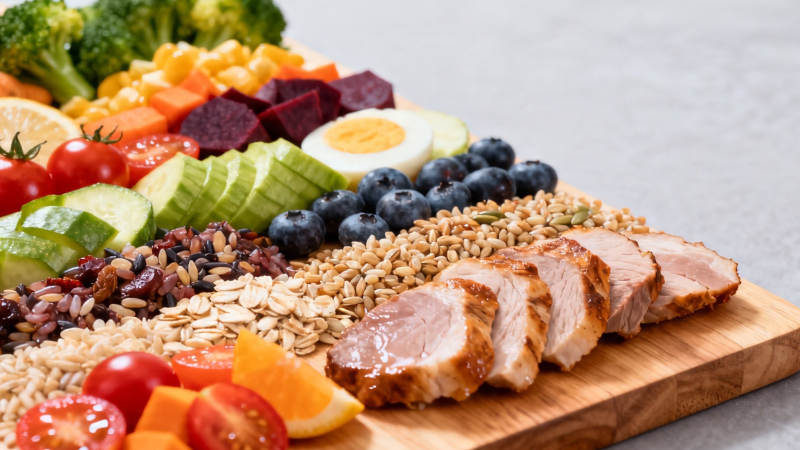 健康餐盘 蔬果谷物烤肉均衡搭配图片