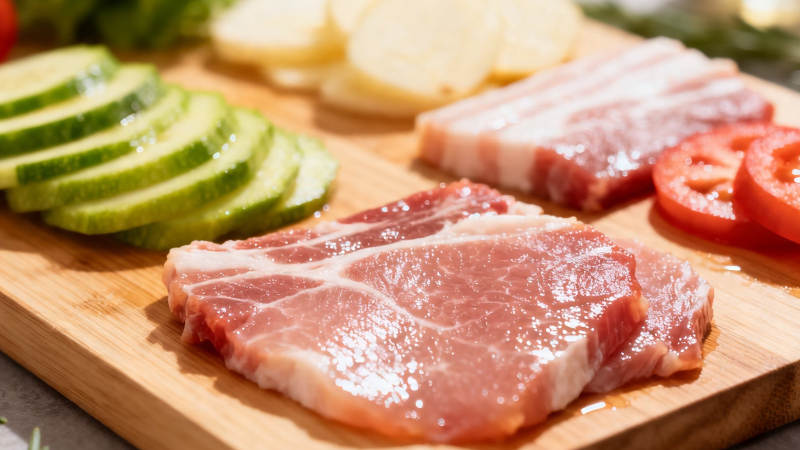 生肉配蔬菜 待烤食材备齐图片