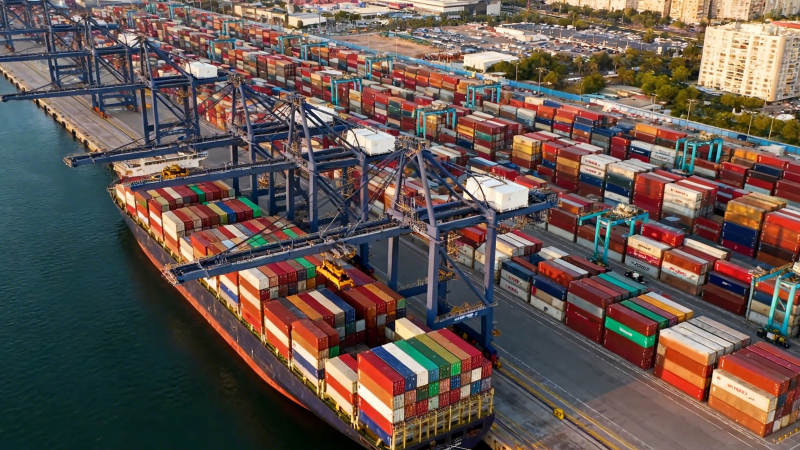 港口集装箱繁忙装卸作业图片