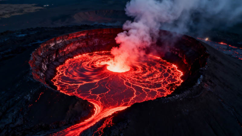 火山熔岩湖喷发奇观图片