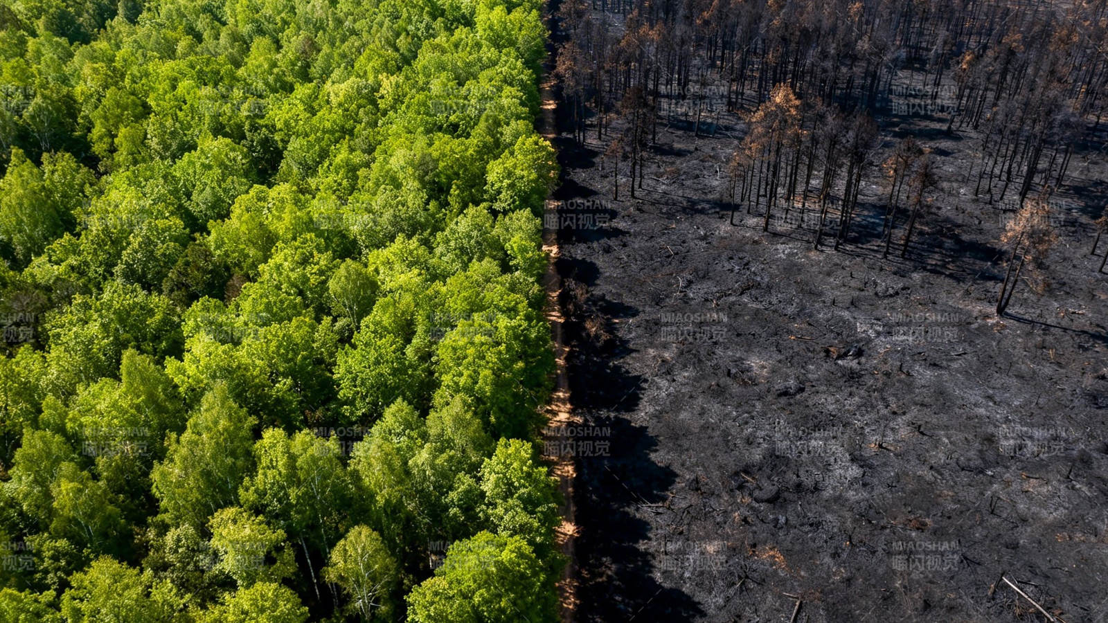 绿林与焦土 火灾前后对比图片