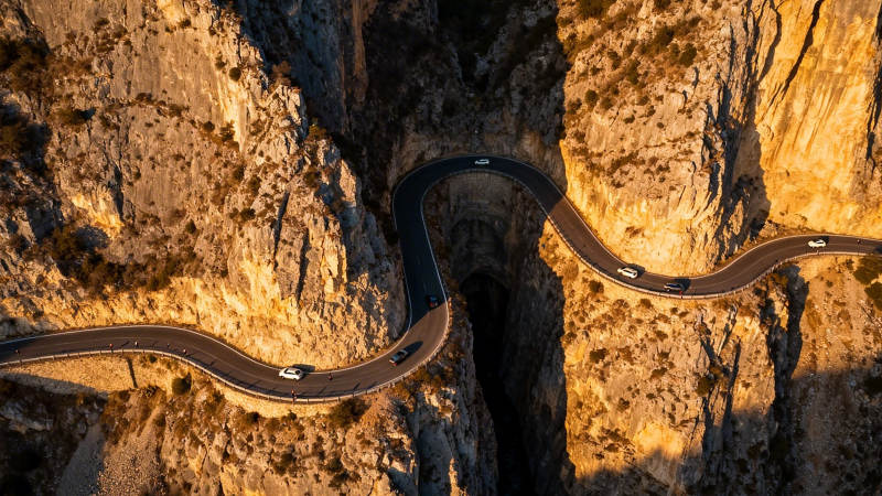 悬崖公路 蜿蜒如龙图片