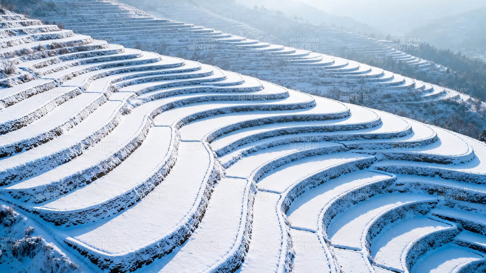 雪覆梯田 蜿蜒如诗画图片