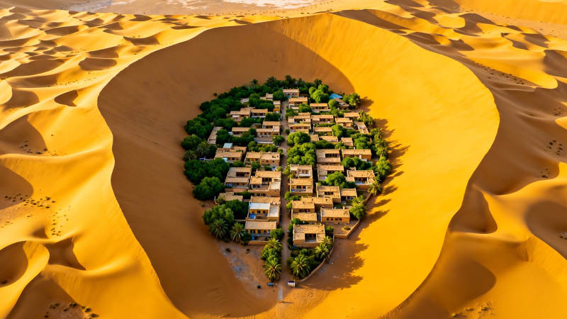 沙漠绿洲 沙海中的生命奇迹图片