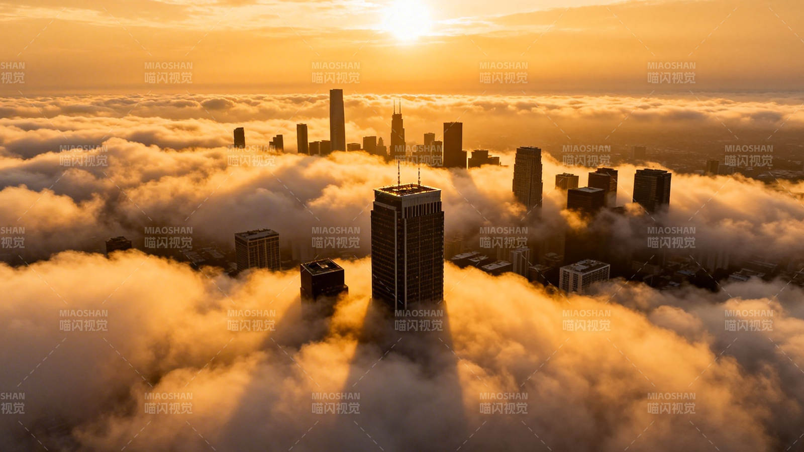 云海之上的金色城市图片