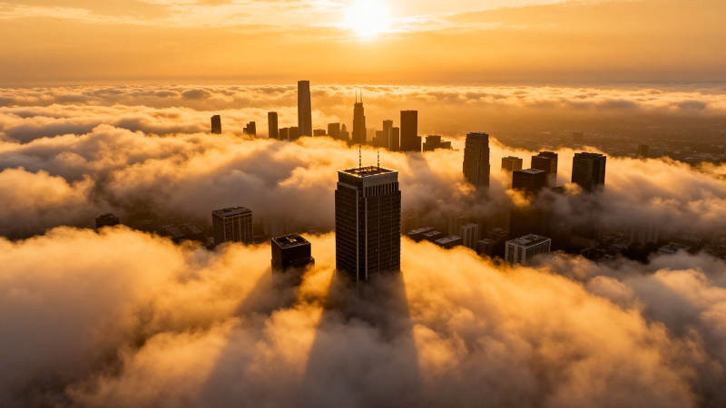 云海之上的金色城市图片