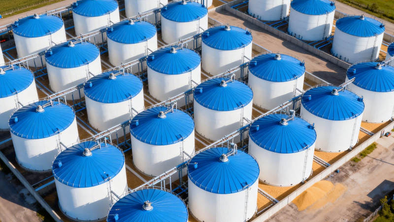 蓝顶储罐阵列航拍图图片