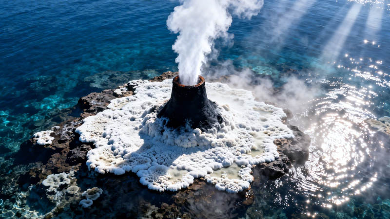 海底火山喷发 蒸汽升腾图片