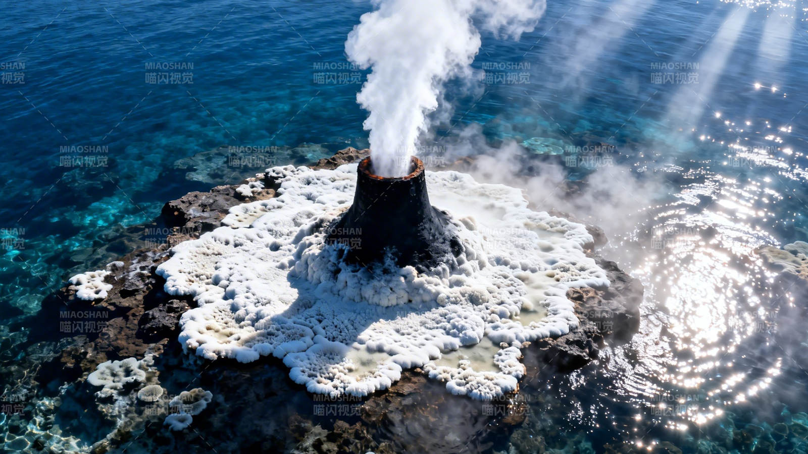 海底火山喷发 蒸汽升腾图片