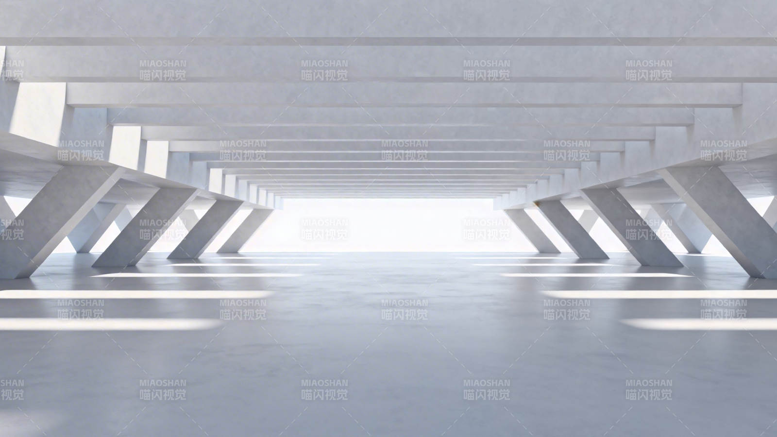 未来感白色廊道空间图片