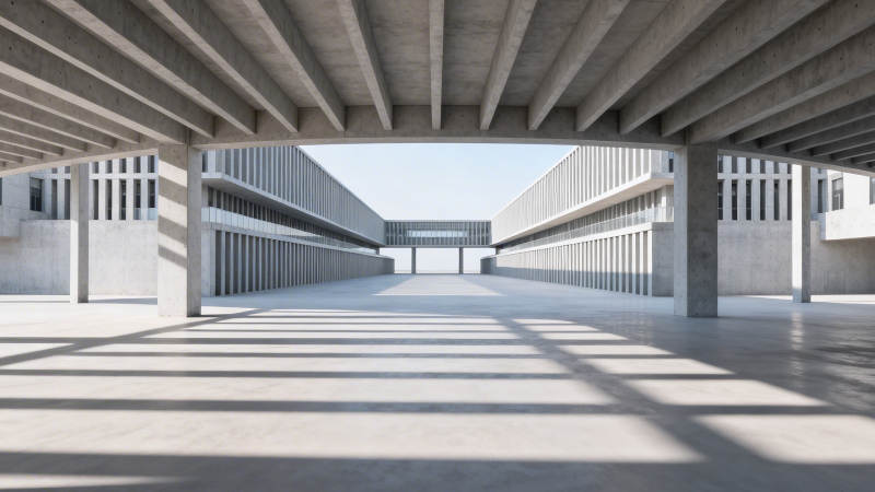 混凝土廊道光影交错图片