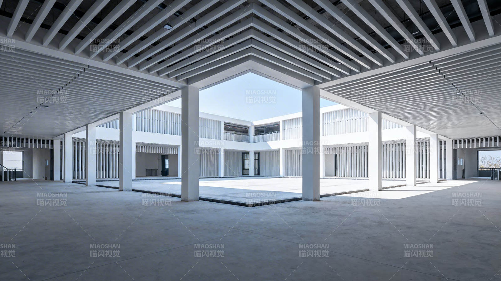 现代建筑庭院 光影交错空间图片